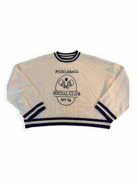 Sincerely Jules Pickleball Social Club Cropped Knit Sweater Size S